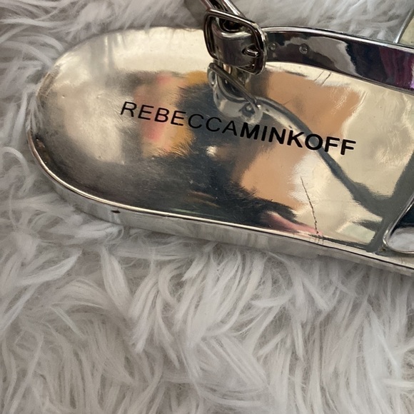 Rebecca Minkoff silver mirror T strap sandals - Picture 4 of 8